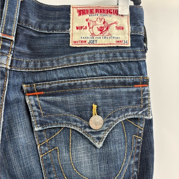 True Religion Y2K Joey World Tour low rise blue Twisted Seam bootcut Jeans 32x30 - Picture 11 of 16